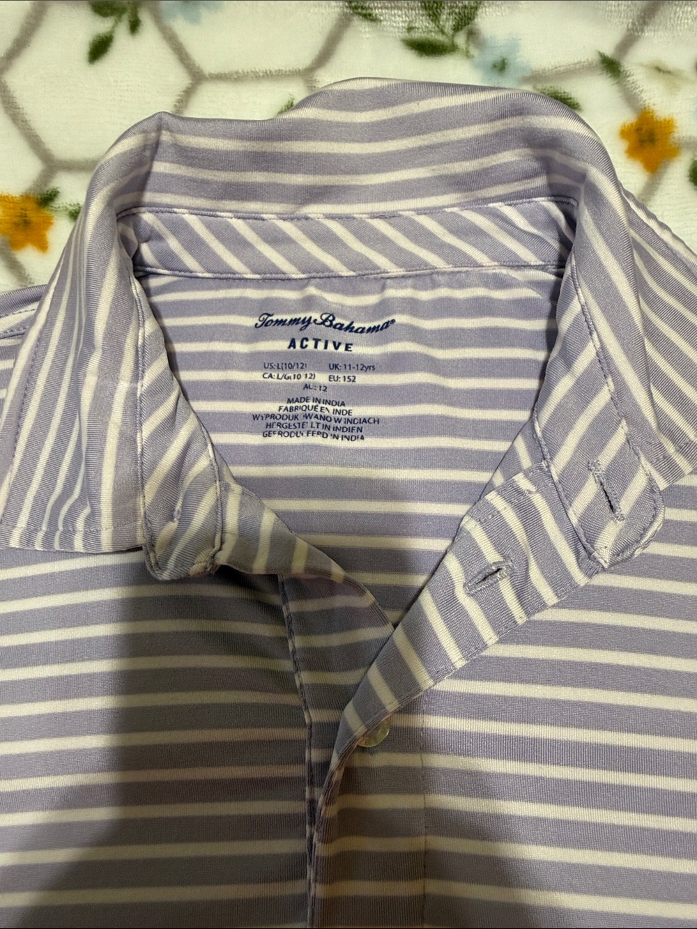 Tommy Bahama Active Boy’s Lavender and White Striped Shirt